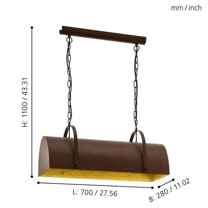 Eglo 49687 - Luster na lancu DEERHURST 2xE27/60W/230V