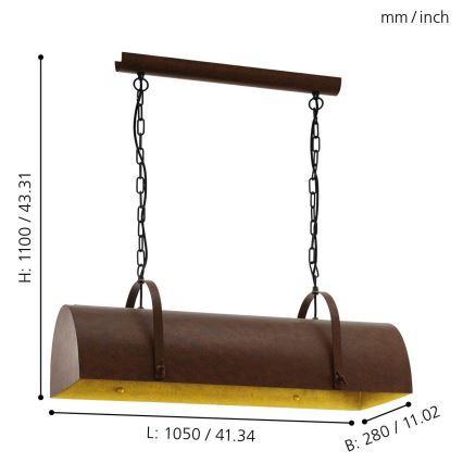 Eglo 49702 - Luster na lancu DEERHURST 3xE27/60W/230V