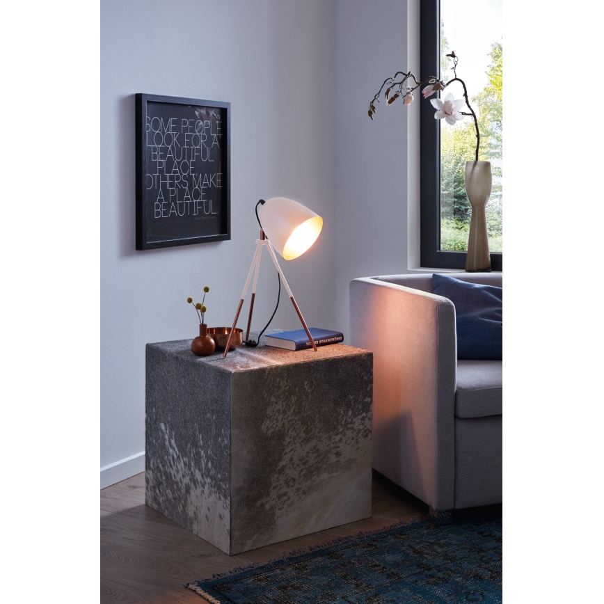 Eglo 49727 - Stolna lampa CHESTER 1xE27/60W/230V bijela/bakrena