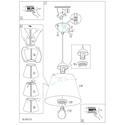 Eglo 54459 - Luster na sajli MOLOVE 1xE27/60W/230V