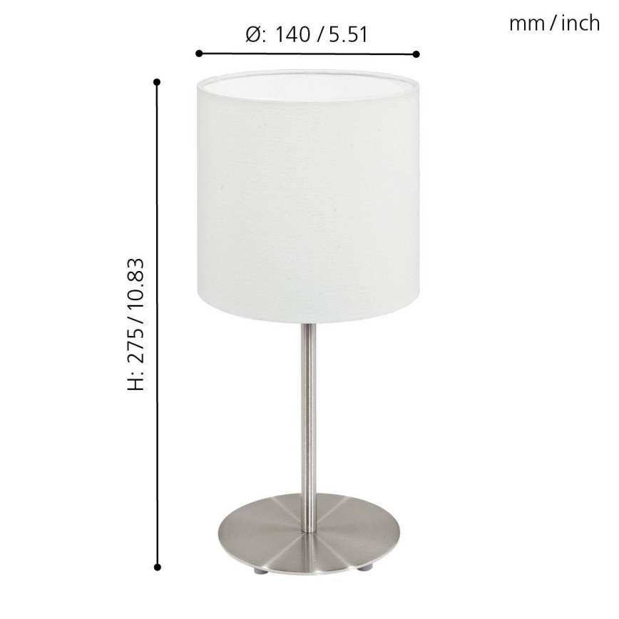 Eglo 54744 - Stolna lampa ANADIA 1xE14/40W/230V bijela/mat krom