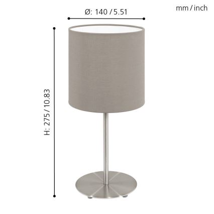 Eglo 54745 - Stolna lampa ANADIA 1xE14/40W/230V taupe/mat krom