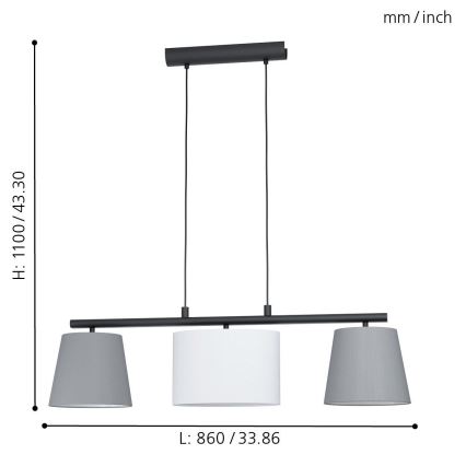 Eglo 55207 - LED viseći luster na sajli ALMEIDA 3xE14/25W/230V siva