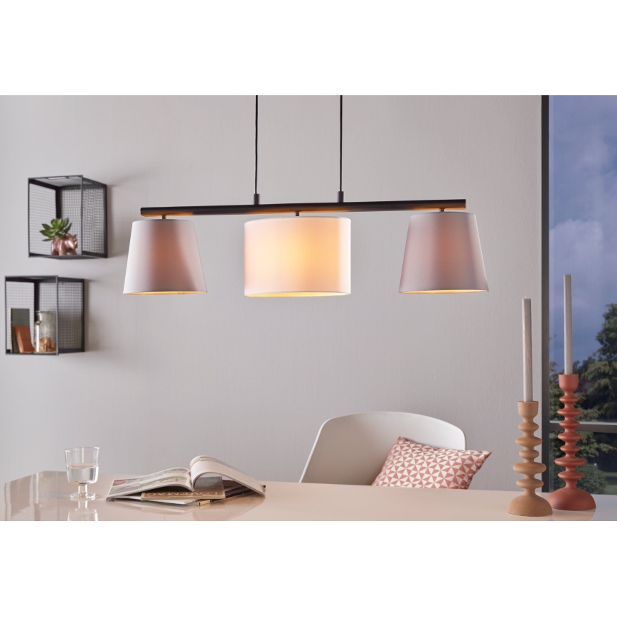 Eglo 55207 - Luster na sajli ALMEIDA 3xE14/25W/230V siva