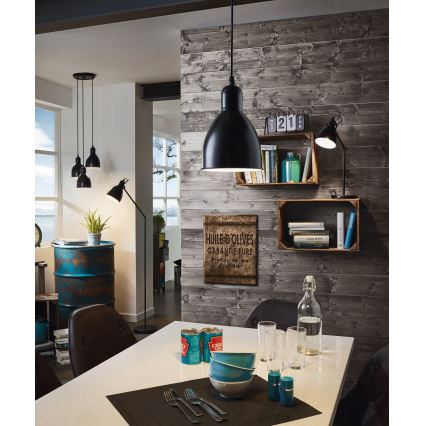 Eglo 55243 - Luster na kabelu PRIDDY 1xE27/60W/230V crna