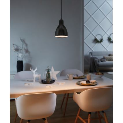 Eglo 55243 - Luster na kabelu PRIDDY 1xE27/60W/230V crna