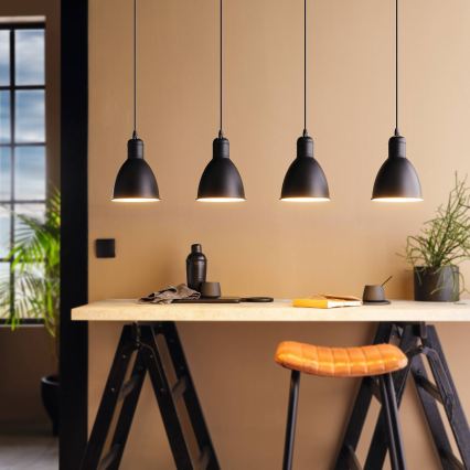 Eglo 55244 - Luster na sajli PRIDDY 4xE27/60W/230V crni