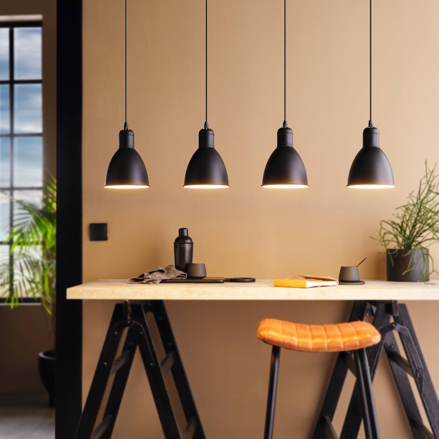Eglo 55244 - Luster na sajli PRIDDY 4xE27/60W/230V crni