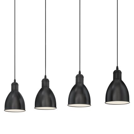 Eglo 55244 - Luster na sajli PRIDDY 4xE27/60W/230V crni