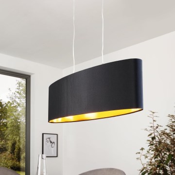 Eglo 55266 - Luster na sajli MASERLO 2xE27/60W/230V crna