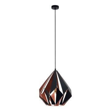 Eglo 62834 - Luster na sajli CARLTON PRO 1xE27/60W/230V pr. 44 cm crna