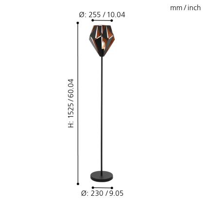Eglo 62838 - Podna lampa CARLTON PRO 1xE27/60W/230V crna
