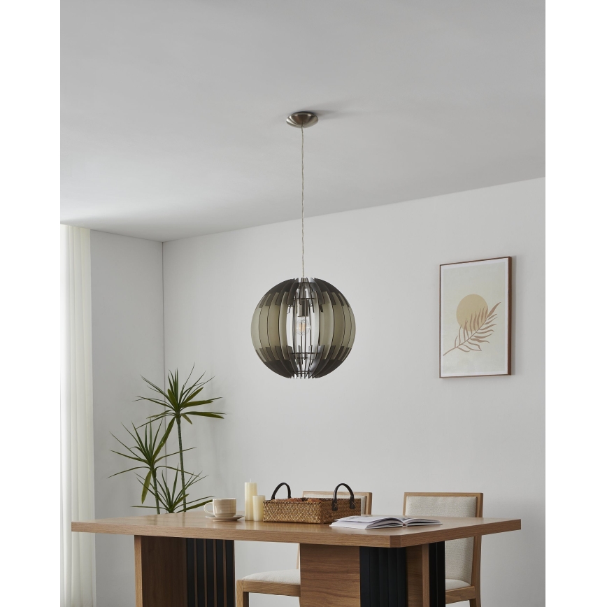 Eglo 63256 - Luster na sajli OLMERO PRO 1xE27/60W/230V Ø 40 cm siva/bijela