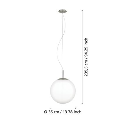 Eglo 63269 - Viseći luster na sajli PIEDALE 1xE27/60W/230V Ø 35 cm matni krom