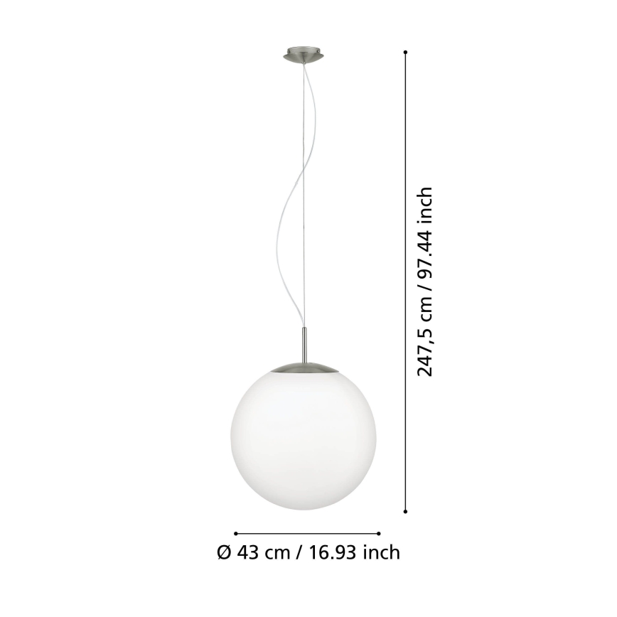 Eglo 63271 - Viseći luster na sajli PIEDALE 1xE27/60W/230V Ø 43 cm matni krom