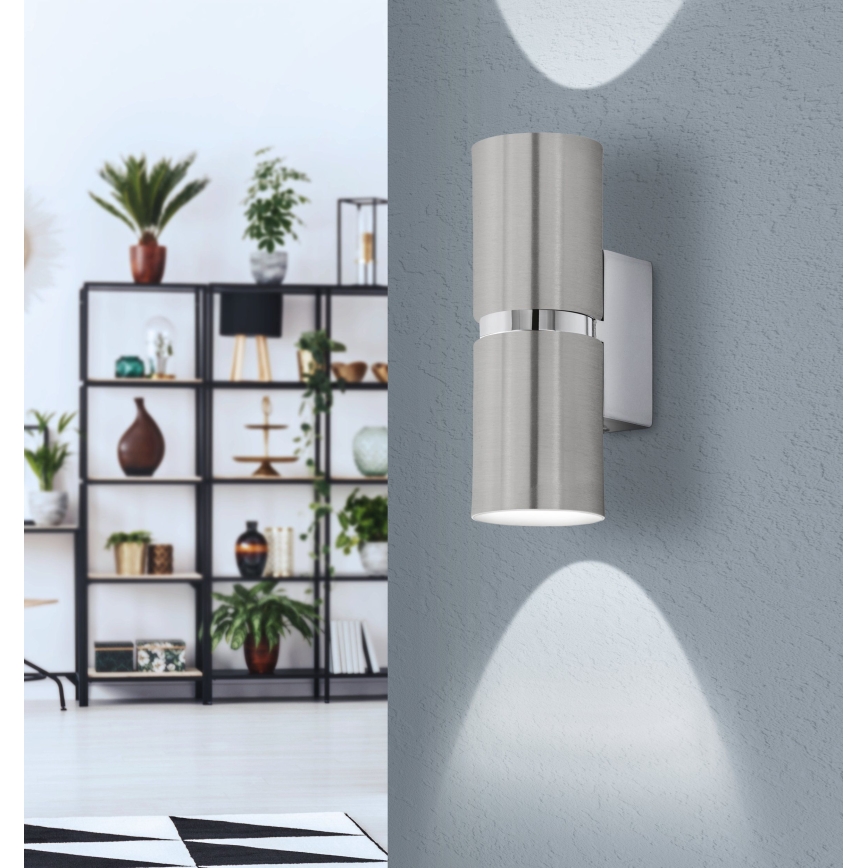 Eglo 64794 - LED Zidna svjetiljka PASSA PRO 2xGU10/3,3W/230V 3000K mat krom
