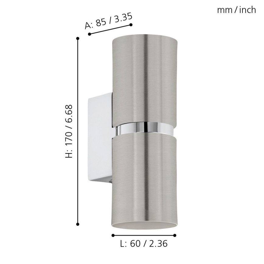 Eglo 64794 - LED Zidna svjetiljka PASSA PRO 2xGU10/3,3W/230V 3000K mat krom