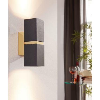Eglo 64798 - LED Zidna svjetiljka PASSA PRO 2xGU10/3,3W/230V 3000K crna/zlatna