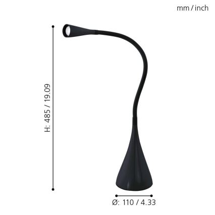 Eglo 64975 - LED Prigušiva fleksibilna stolna lampa SNAPORA PRO LED/3,5W/230V 3000K crna