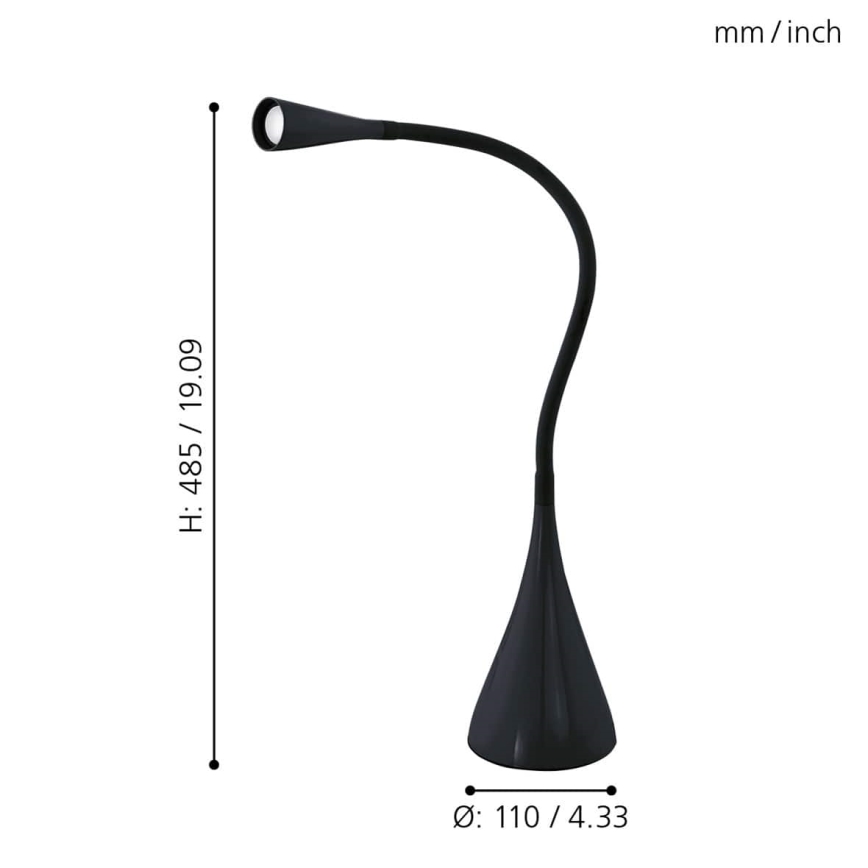 Eglo 64975 - LED Prigušiva fleksibilna stolna lampa SNAPORA PRO LED/3,5W/230V 3000K crna