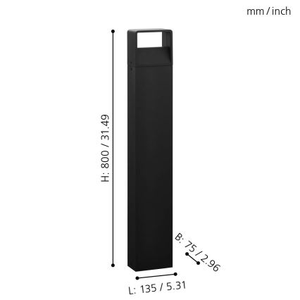 Eglo 65082 - LED Vanjska lampa DONINNI PRO LED/5W/230V 3000K 40 cm IP44 antracit