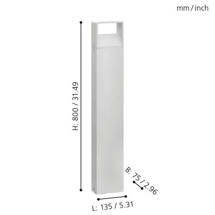 Eglo 65085 - LED Vanjska lampa DONINNI PRO LED/5W/230V 3000K 80 cm IP44 bijela