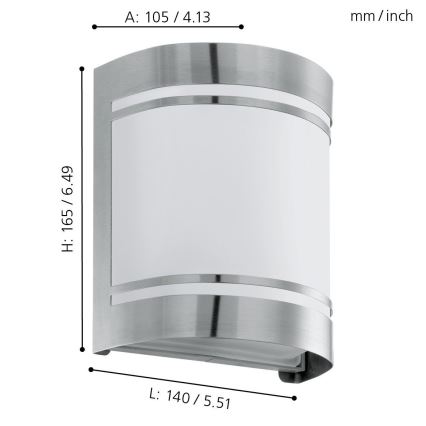 Eglo 74009 - Vanjska zidna svjetiljka ROSADA 1xE27/40W/230V IP44
