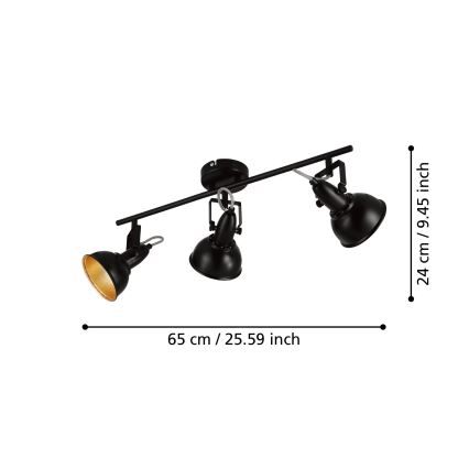 Eglo 75513 - Stropni reflektor THORNTON 3xE14/28W/230V crna/zlatna