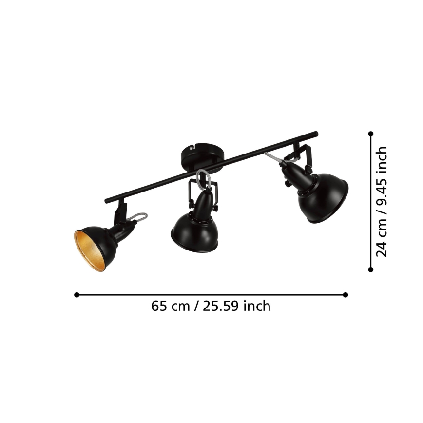 Eglo 75513 - Stropni reflektor THORNTON 3xE14/28W/230V crna/zlatna