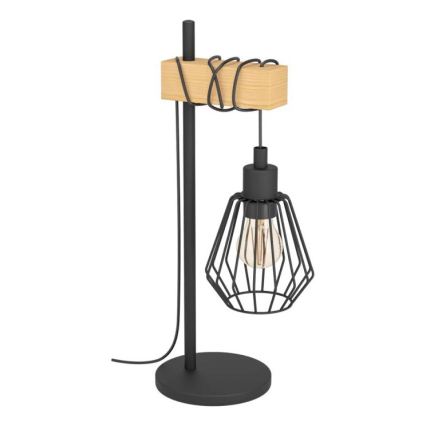 Eglo 780173 - Stolna lampa TABODI 1xE27/40W/230V borovina/crna