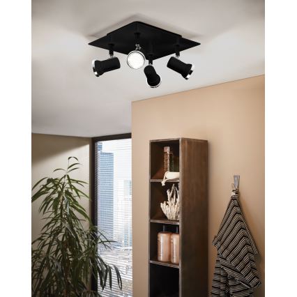 Eglo 780428 - LED Reflektorska svjetiljka za kupaonicu BABILONE 4xGU10/3W/230V IP44 crna