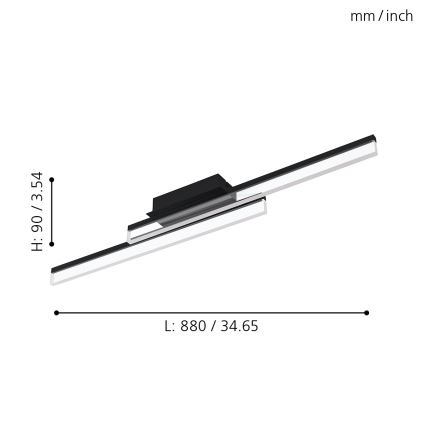 Eglo 780433 - LED kupaonska stropna svjetiljka YANGUAS 2xLED/11W/230V 3000K IP44 crna