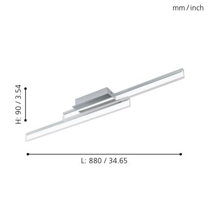 Eglo 780433 - LED Stropna svjetiljka za kupaonicu YANGUAS 2xLED/11W/230V 3000K IP44 mat krom