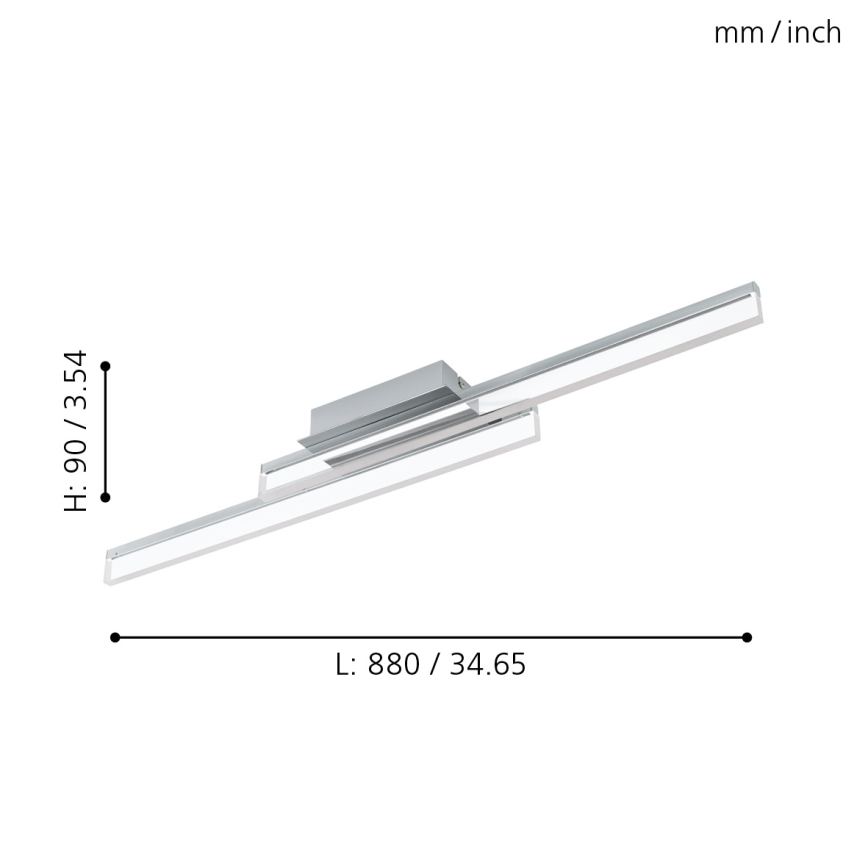 Eglo 780433 - LED Stropna svjetiljka za kupaonicu YANGUAS 2xLED/11W/230V 3000K IP44 mat krom