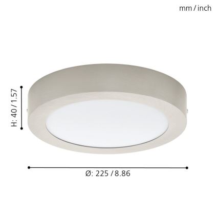 Eglo 78214 - LED stropna svjetiljka FUEVA LED/16,5W/230V Ø 22,5 cm
