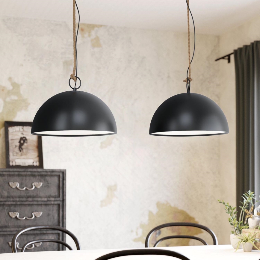 Eglo 78444 - Luster na sajli HODSOLL 2xE27/40W/230V crna/smeđa
