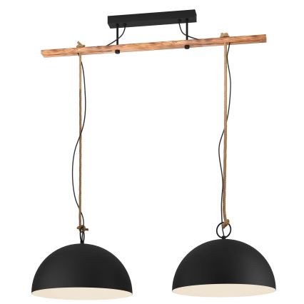 Eglo 78444 - Luster na sajli HODSOLL 2xE27/40W/230V crna/smeđa