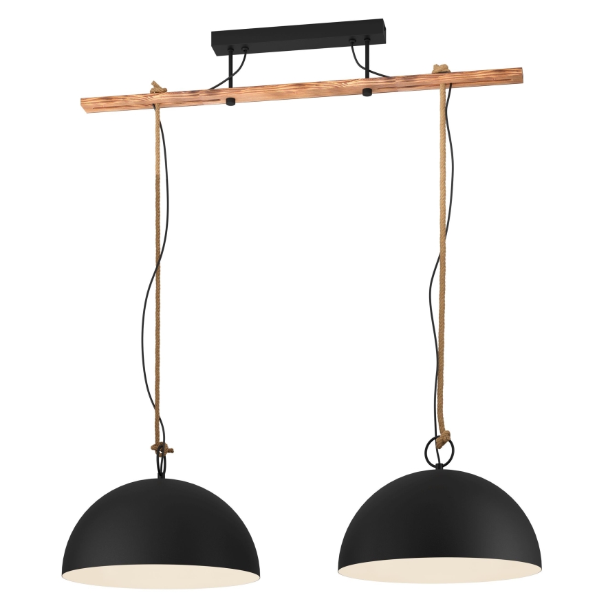 Eglo 78444 - Luster na sajli HODSOLL 2xE27/40W/230V crna/smeđa