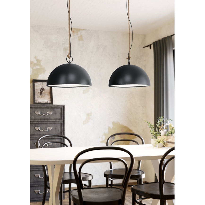 Eglo 78444 - Luster na sajli HODSOLL 2xE27/40W/230V crna/smeđa
