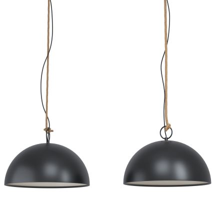 Eglo 78444 - Luster na sajli HODSOLL 2xE27/40W/230V crna/smeđa