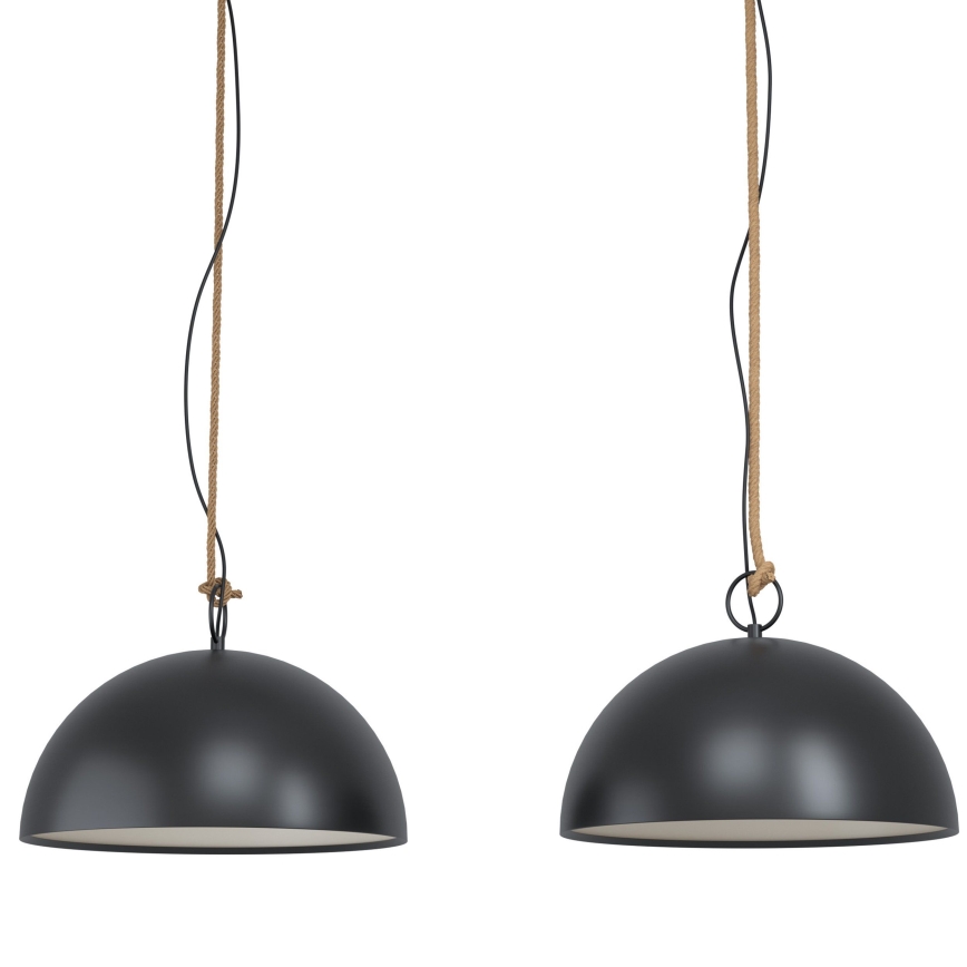 Eglo 78444 - Luster na sajli HODSOLL 2xE27/40W/230V crna/smeđa