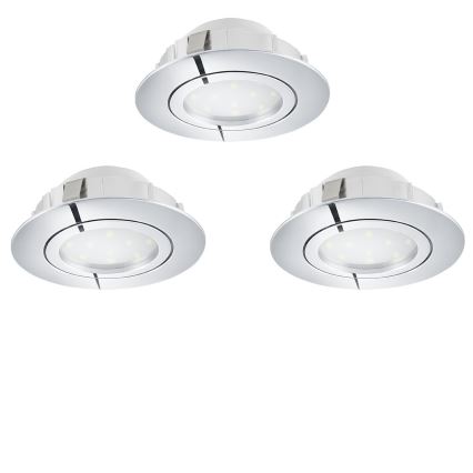 Eglo 78761 - SET 3x LED Prigušiva ugradbena svjetiljka PINEDA LED/6W/230V 3000K sjajni krom