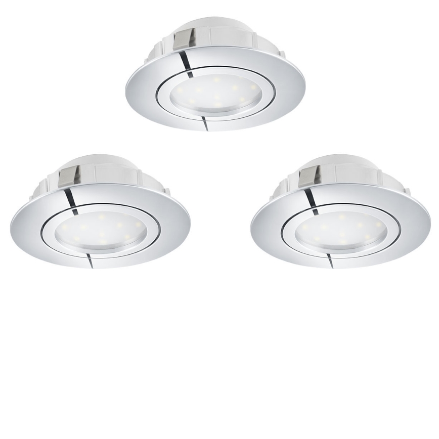 Eglo 78761 - SET 3x LED Prigušiva ugradbena svjetiljka PINEDA LED/6W/230V 3000K sjajni krom