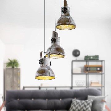 Eglo 79371 - Viseći luster na sajli BARNSTAPLE 3xE27/40W/230V smeđa/patina