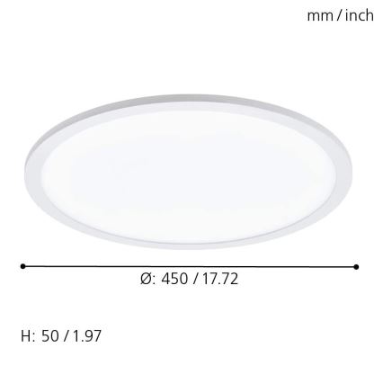 Eglo 79469 - LED Prigušiva stropna svjetiljka POZZALLO LED/21W/230V 2700-6500K bijela + daljinski upravljač