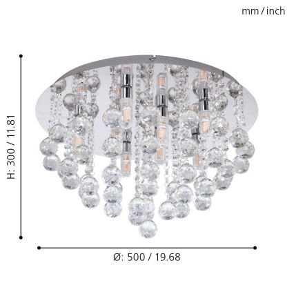Eglo 79516 - LED Stropna svjetiljka za kupaonicu MONTEPRANDONE 8xG9/3W/230V IP44 sjajni krom