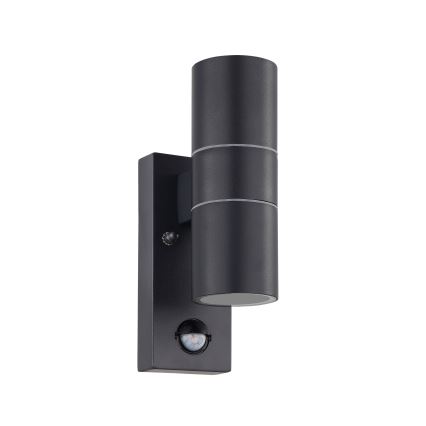 Eglo 79545- LED Vanjska zidna svjetiljka sa senzorom ARAPONGAS 2xGU10/2,8W/230V IP44 crna