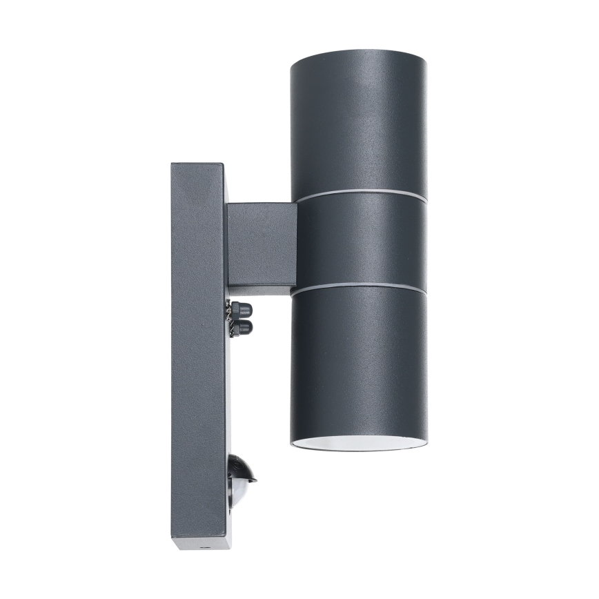Eglo 79545- LED Vanjska zidna svjetiljka sa senzorom ARAPONGAS 2xGU10/2,8W/230V IP44 crna