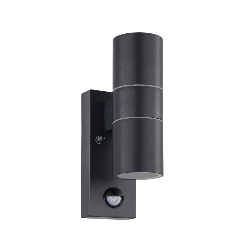 Eglo 79545 - LED vanjsko zidno svjetlo sa senzorom ARAPONGAS 2xGU10/2,8W/230V IP44 crna