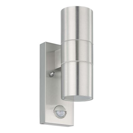 Eglo 79594- LED Vanjska zidna svjetiljka sa senzorom ARAPONGAS 2xGU10/2,8W/230V IP44 mat krom
